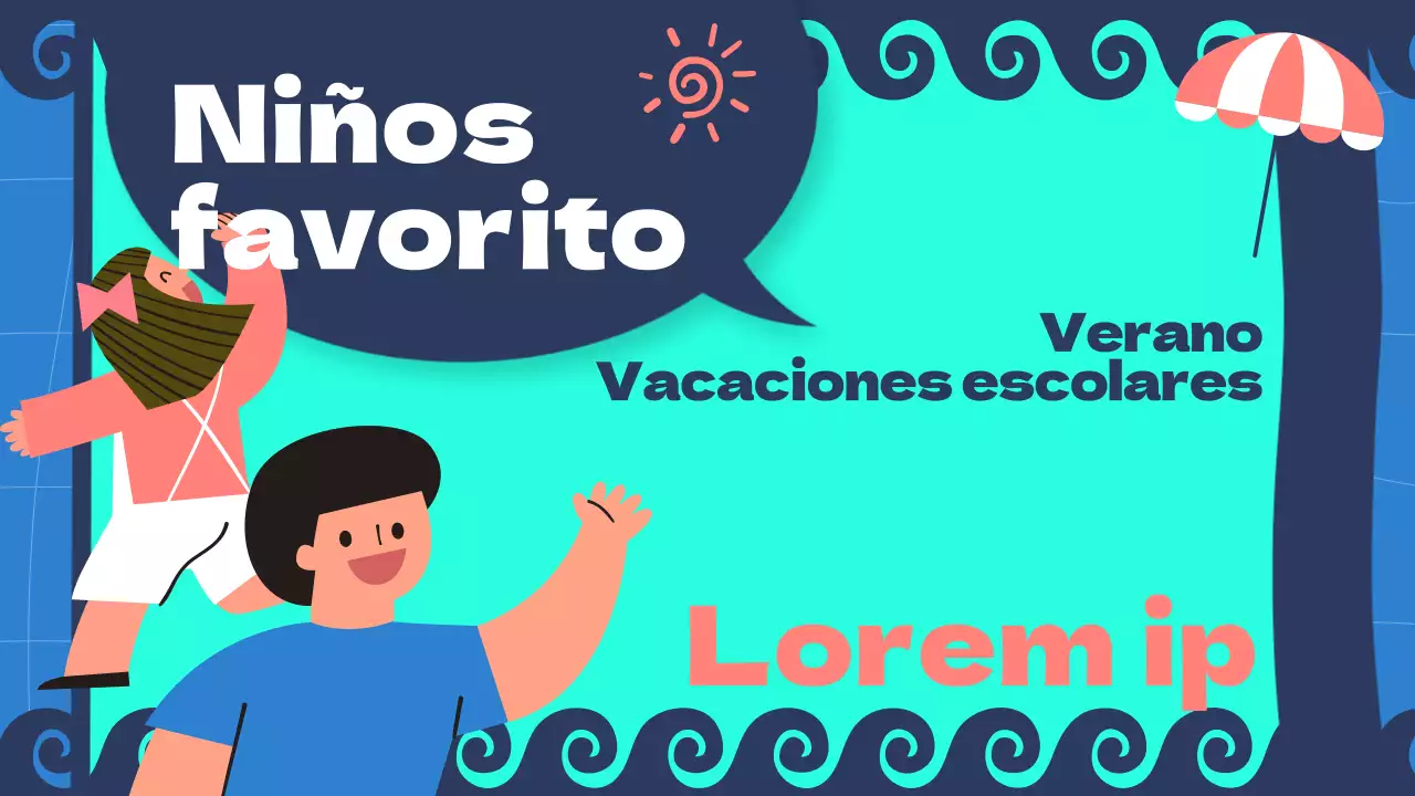 Presentación de las vacaciones de verano en menta y azul marino