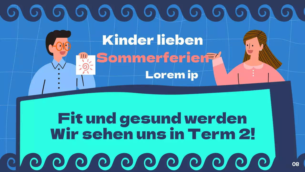 Sommerferien-Präsentation in Minze und Marineblau