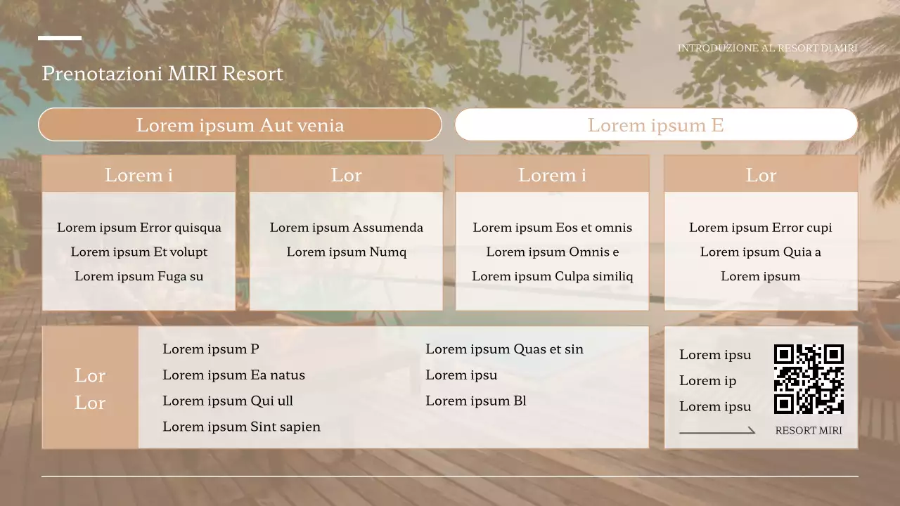 Un semplice prospetto del resort in bianco e marrone