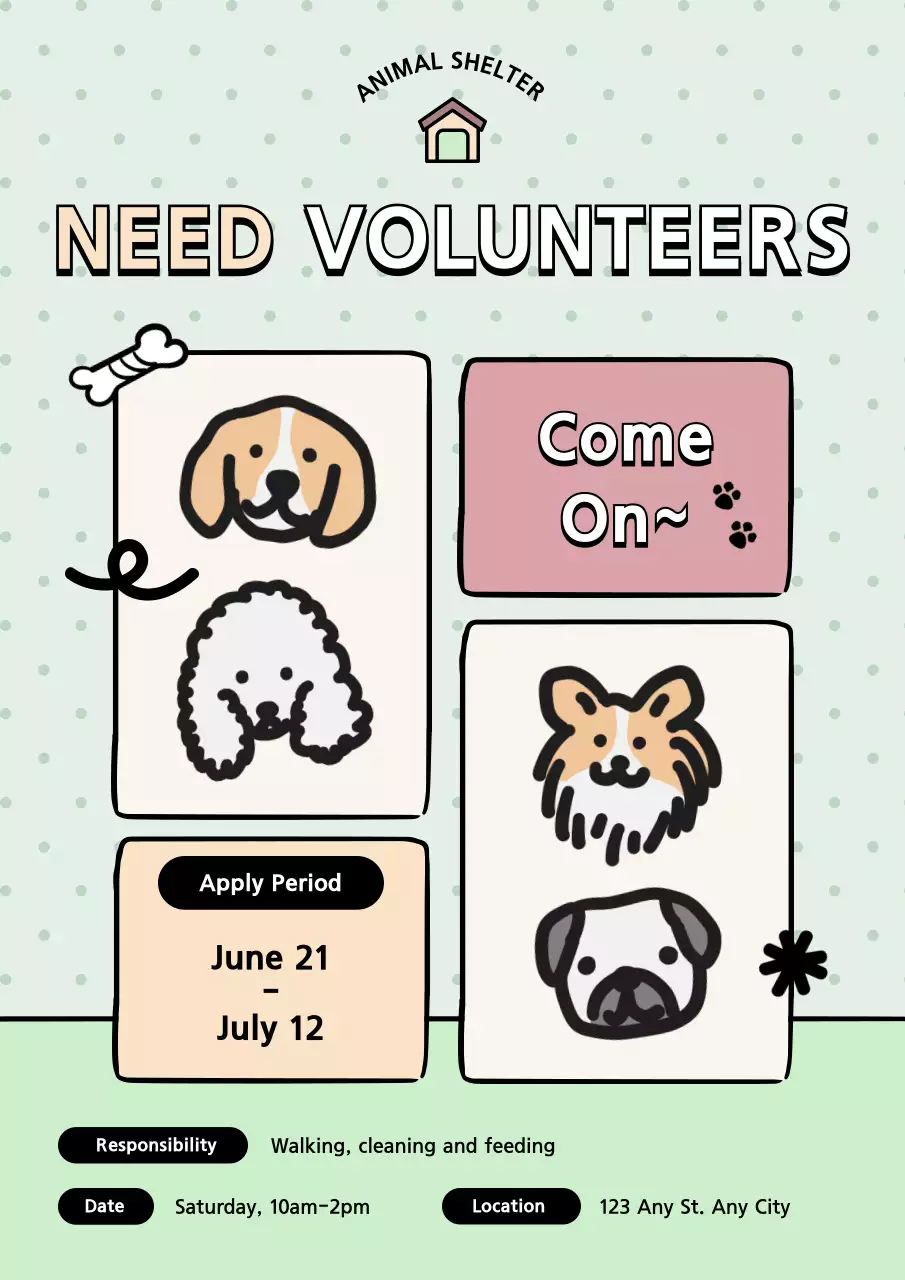 Beige Simple Volunteer Announcement Poster