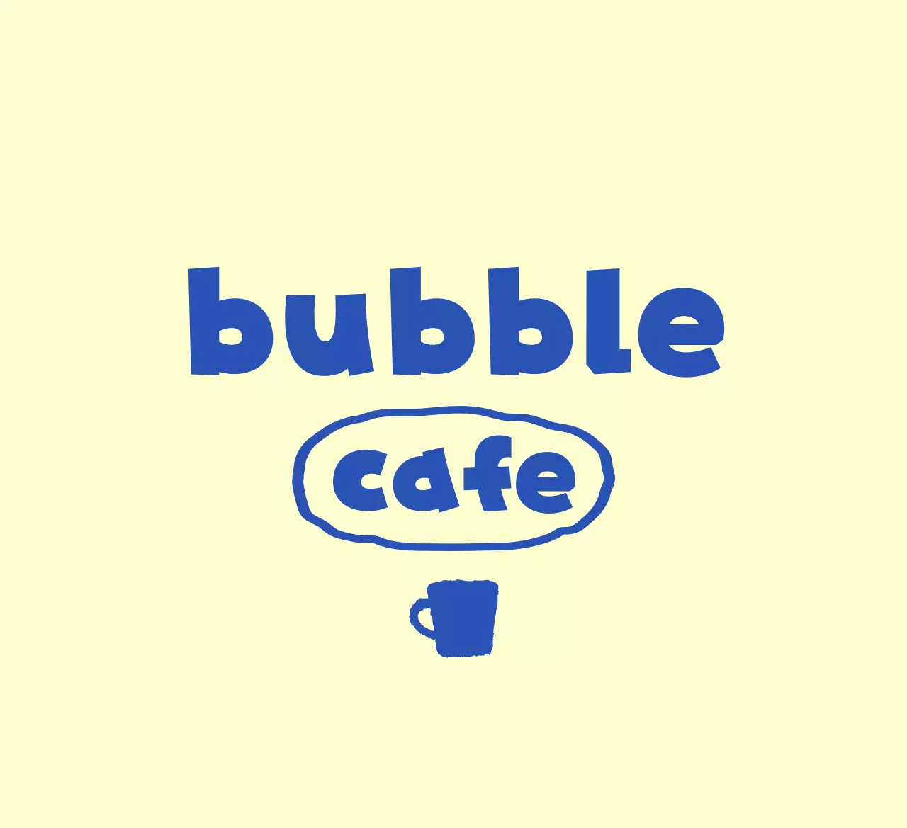 Promote a yellow and blue cafe drink illustration concept