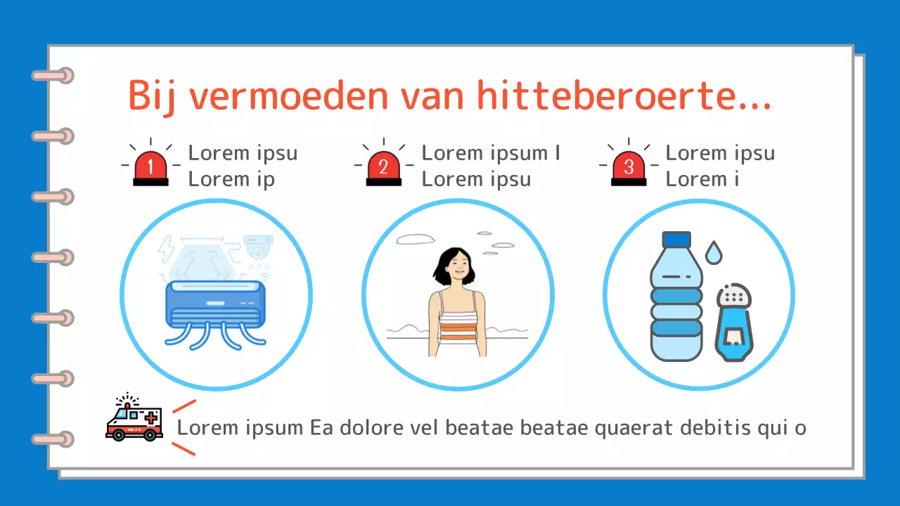 Een eenvoudige blauw-witte gids voor de symptomen en behandeling van een hitteberoerte.