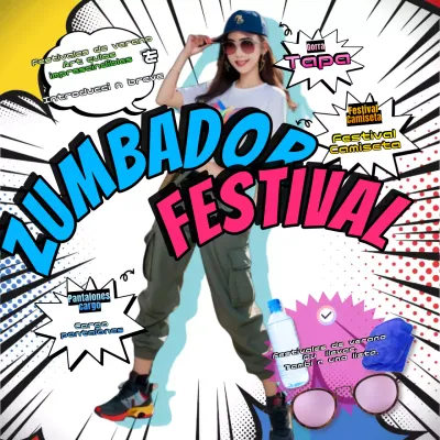 Conjuntos para festivales de verano y qué ponerse y llevar para las publicaciones en redes sociales con énfasis en el rosa y el azul.