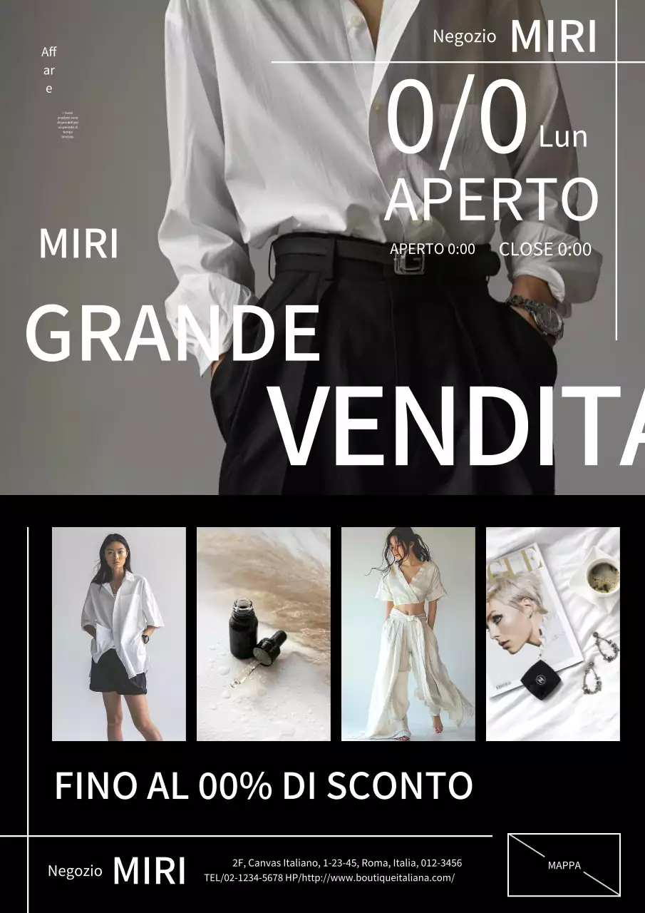 Pubblicità di moda moderna ed elegante in bianco e nero