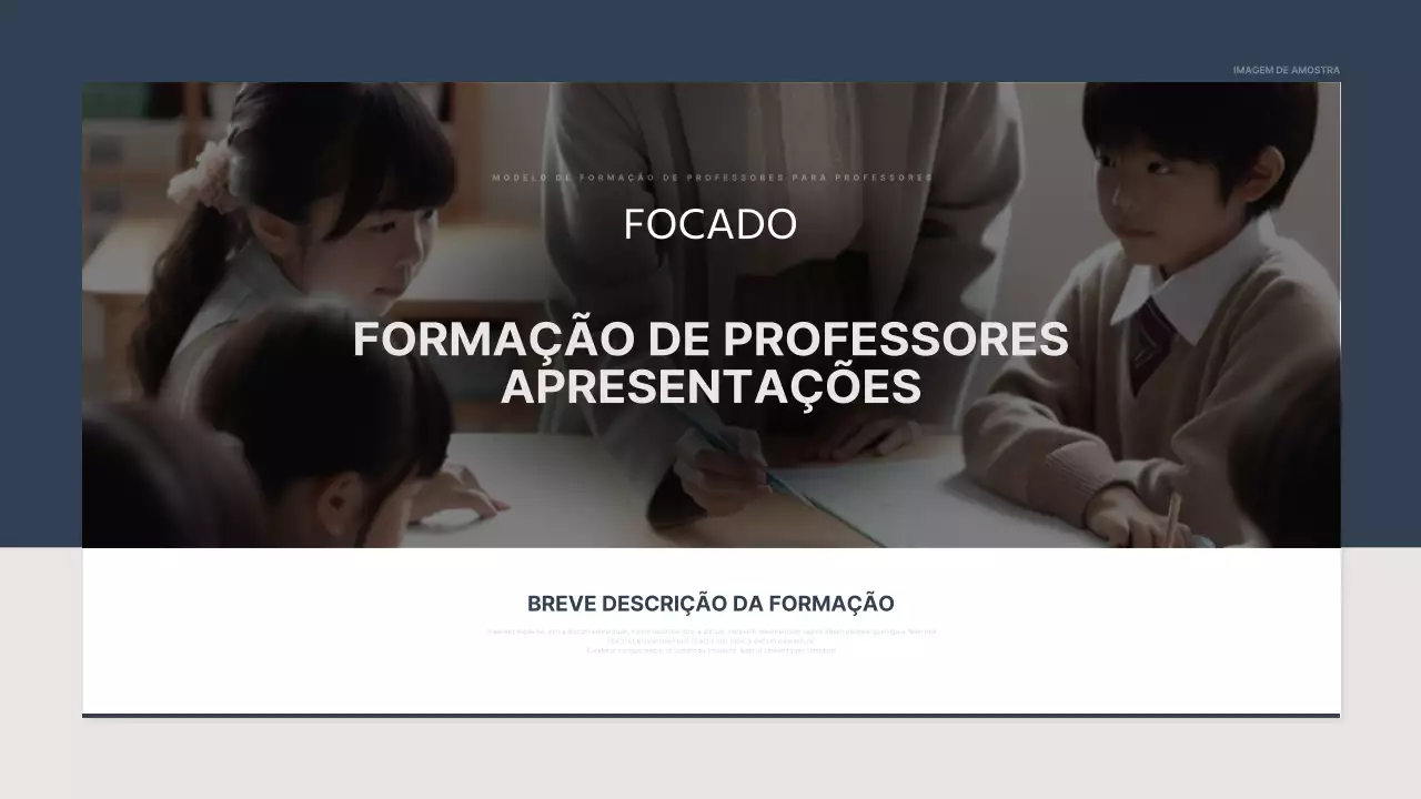 Relatório simples de formação de professores em azul-marinho e bege