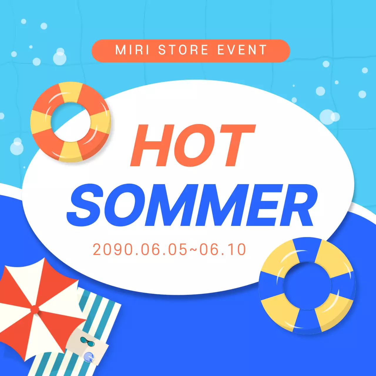 Miniaturansicht von Sommerveranstaltungen mit blauen und orangefarbenen Akzenten