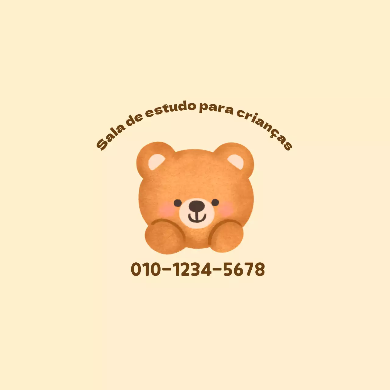 Ilustração de um ursinho de peluche amarelo e castanho para promoção de uma sala de estudo