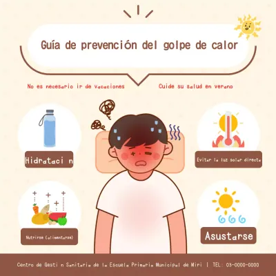 Información básica sobre el golpe de calor en beige y marrón