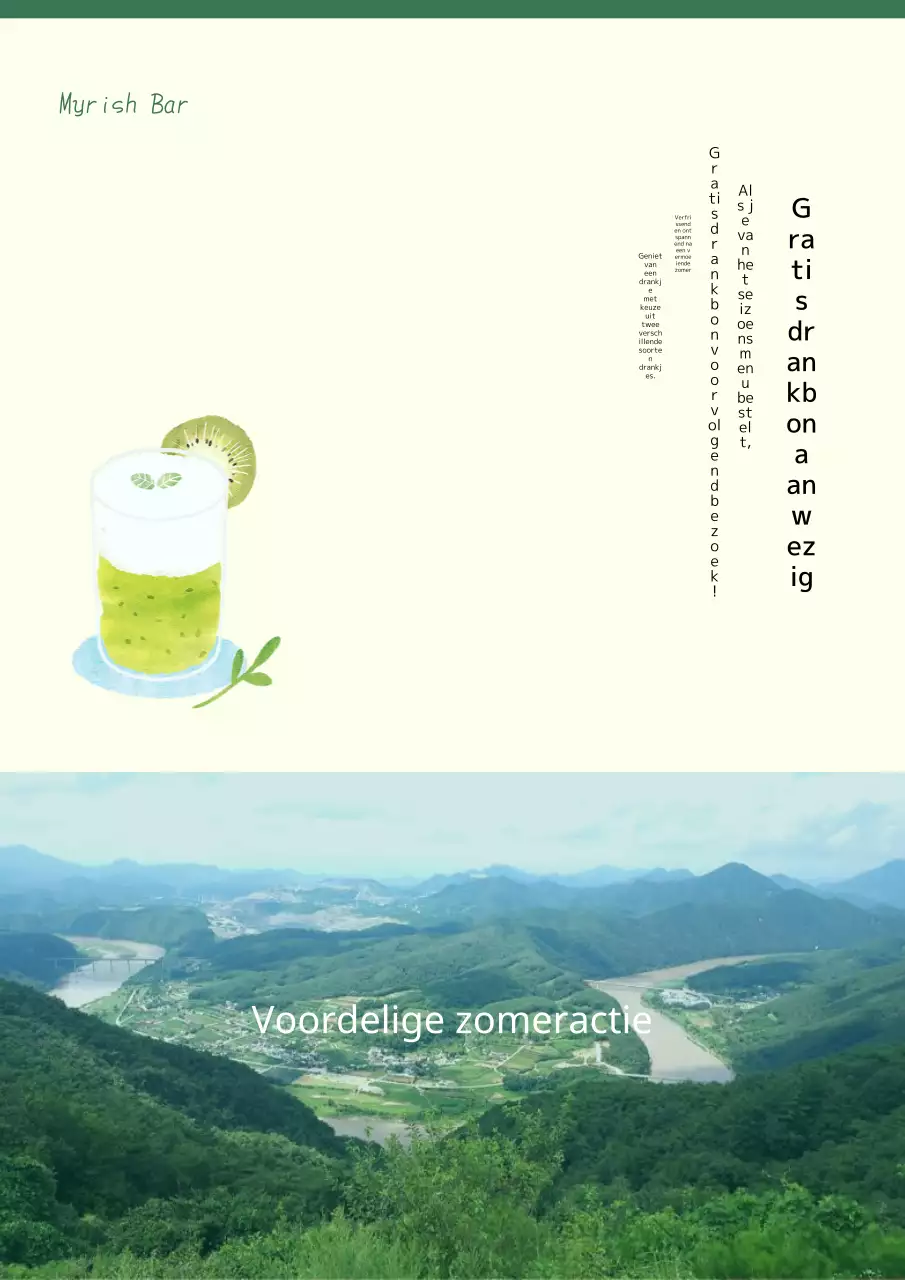 Promoot een minimalistisch zomermenu in groen en geel-grijs