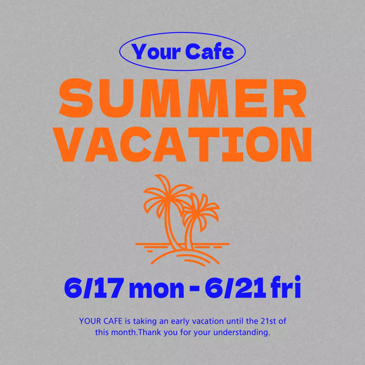 Orange Modern Vacation Announcement Social Media Post