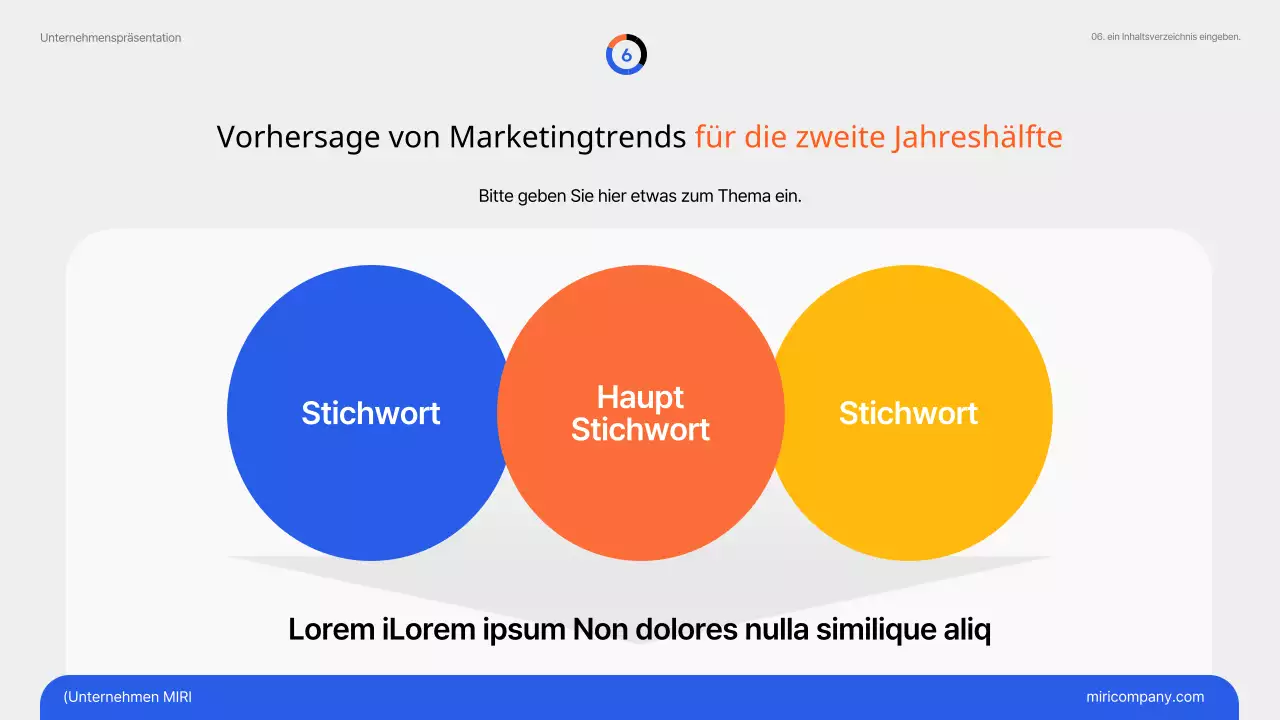 Einfache Marketingtrends in Blau und Orange Themenpapier