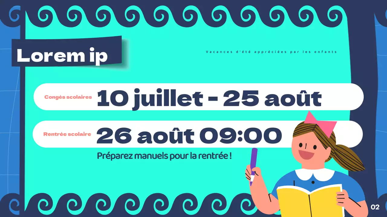 Présentation de vacances d'été menthe et bleu marine