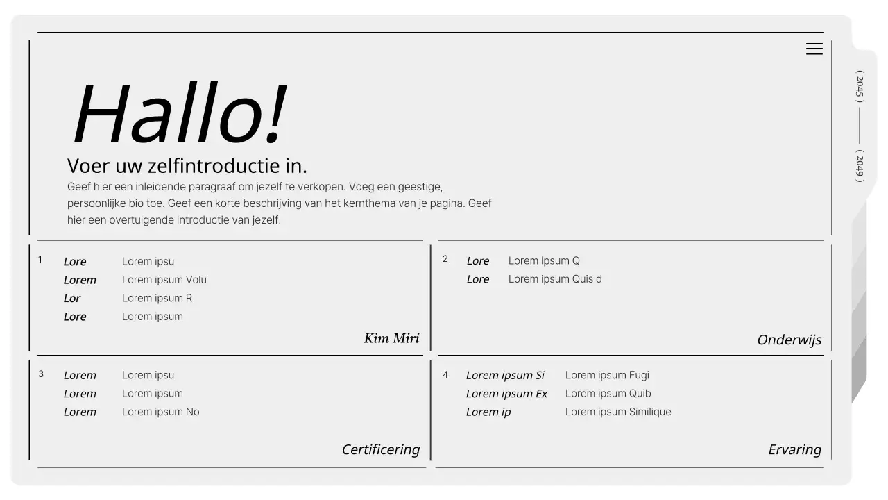 Moderne printbare portfolio in grijs en wit