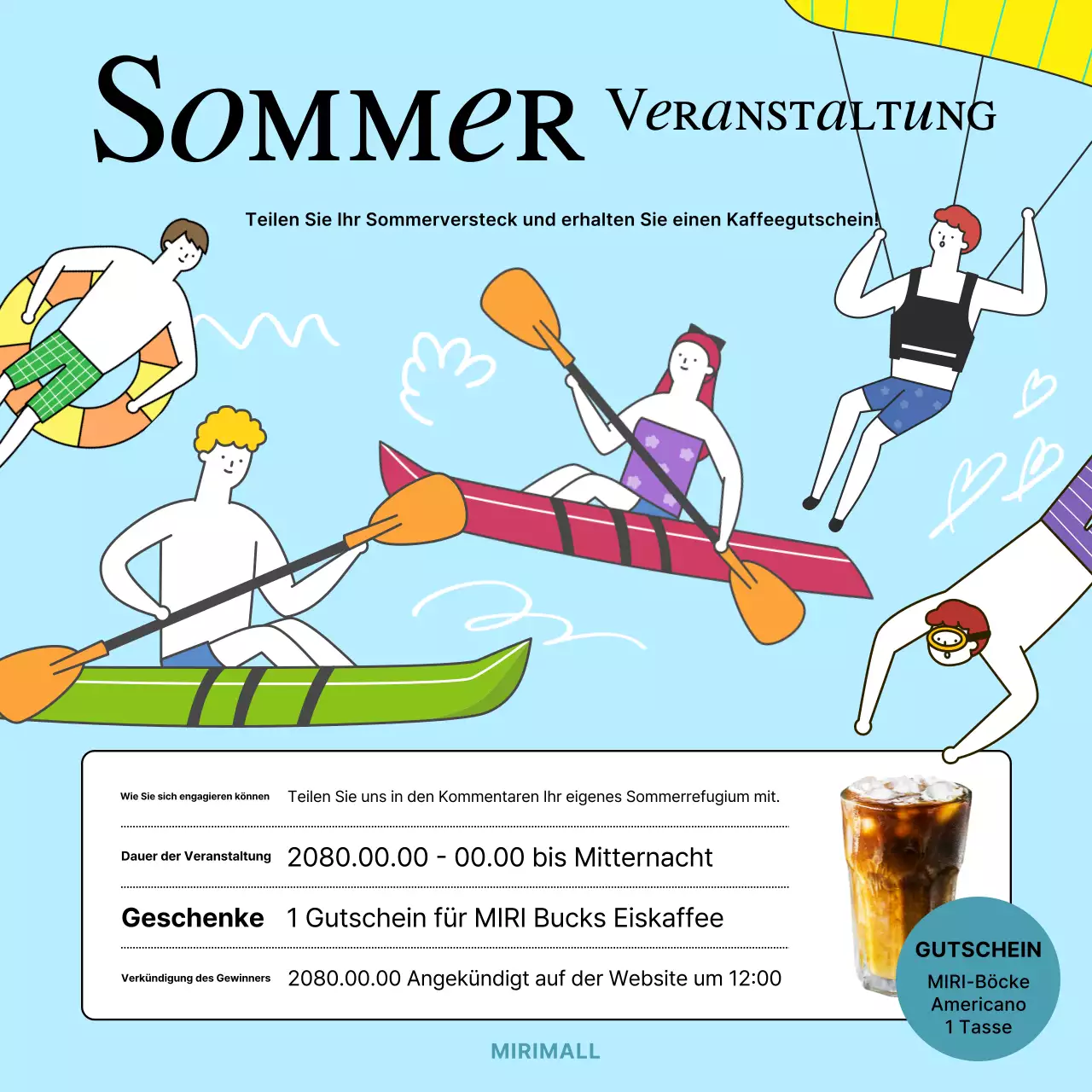 Werben Sie für sommerliche Veranstaltungen mit einem hellblauen Farbtupfer