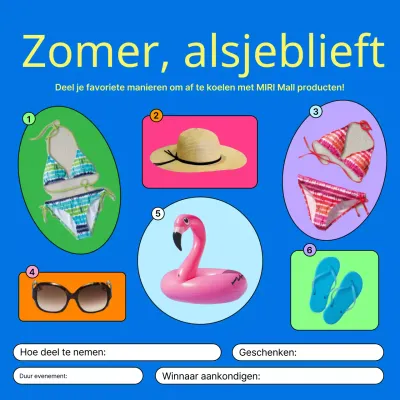 Promoot een kitscherig zomerevenement in blauw en geel