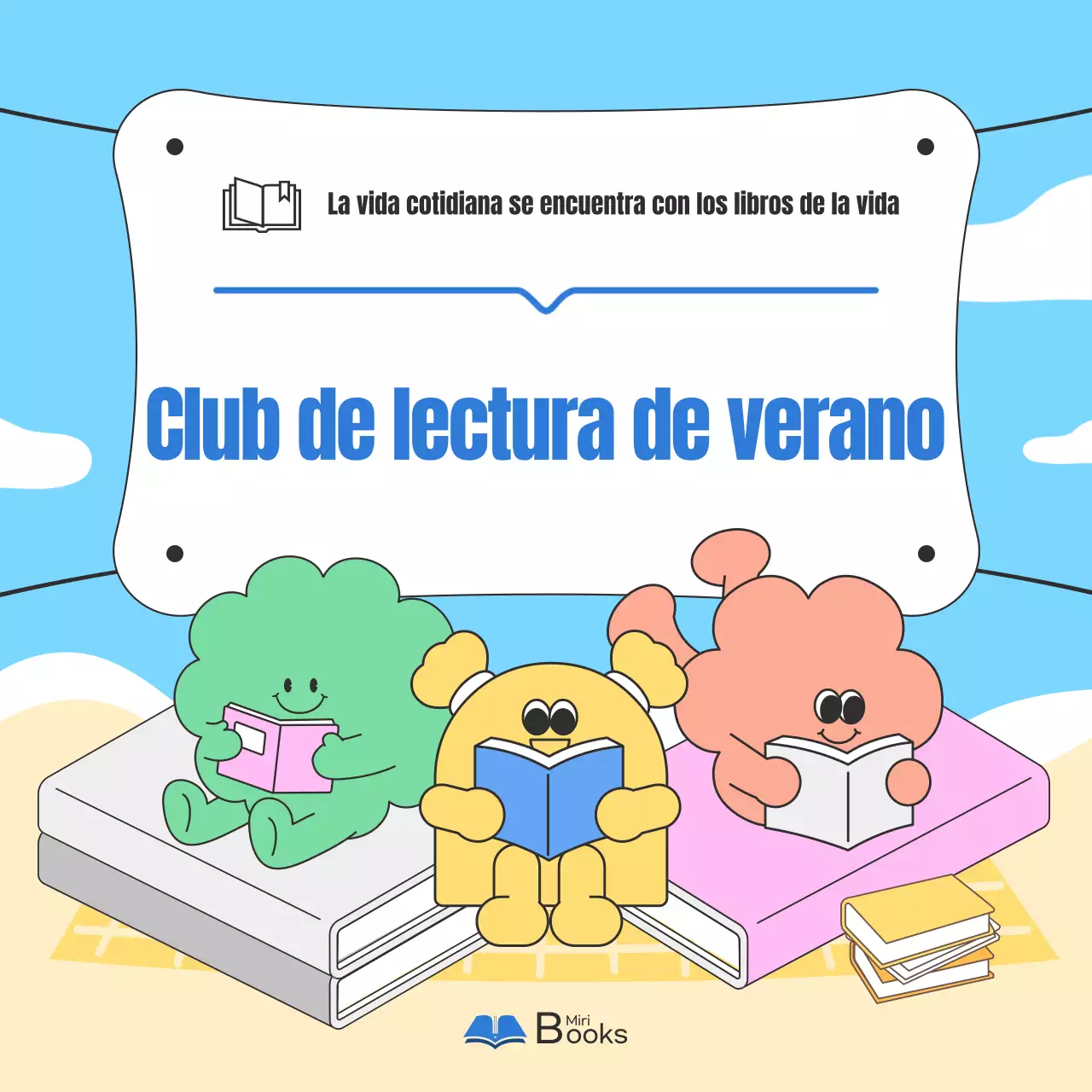Promueva un acogedor grupo de lectura estival en azul claro y beige