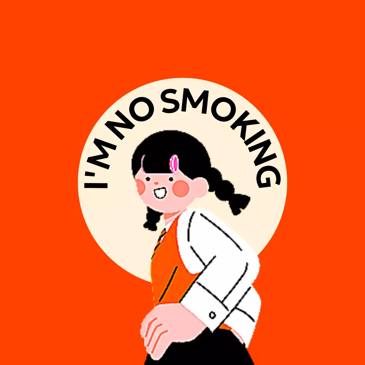 Desain bebas asap rokok dengan ilustrasi siswa yang lucu