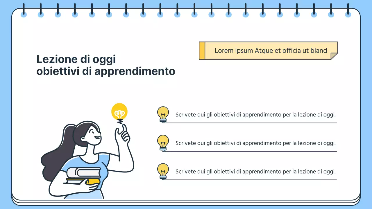 Piano di lezione semplice per insegnanti di scuola in blu e bianco