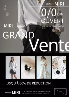 Publicité de mode moderne et élégante en noir et blanc