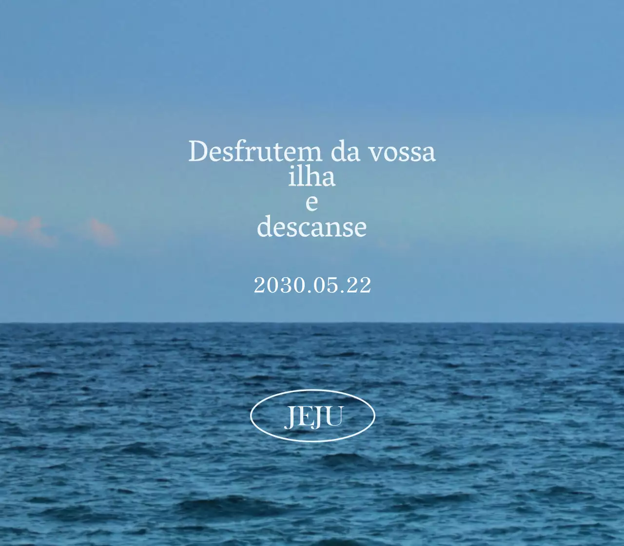 Conceber um produto turístico de texto emotivo com uma fotografia do oceano calma e emotiva como pano de fundo