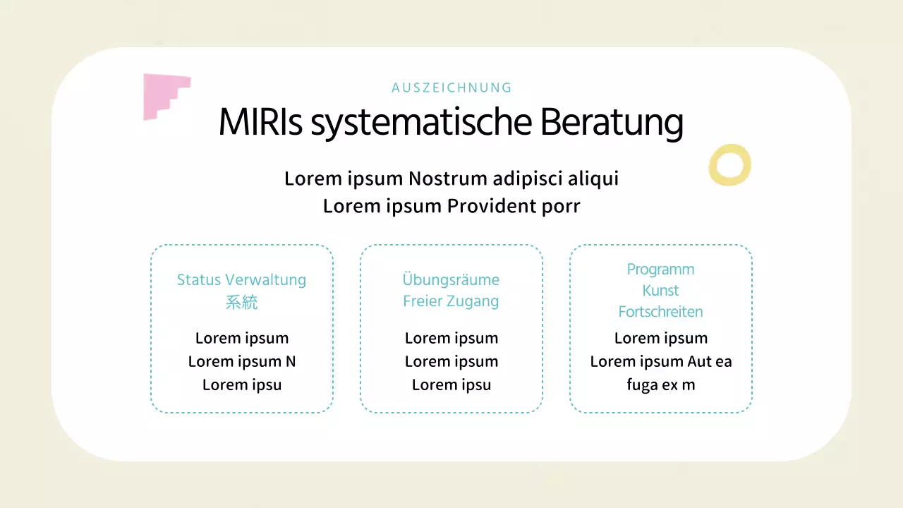 Geometrisch gestalteter Kunstschulprospekt in Elfenbein und Minze