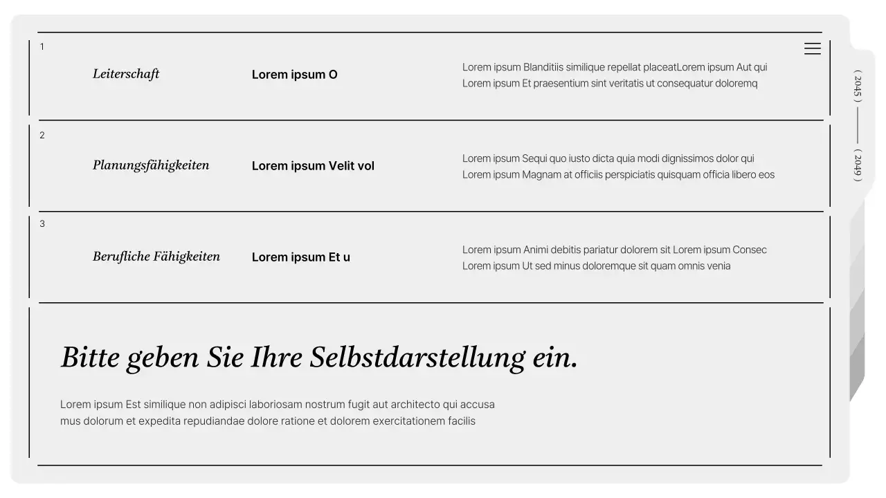 Moderne druckbare Mappe in Grau und Weiß