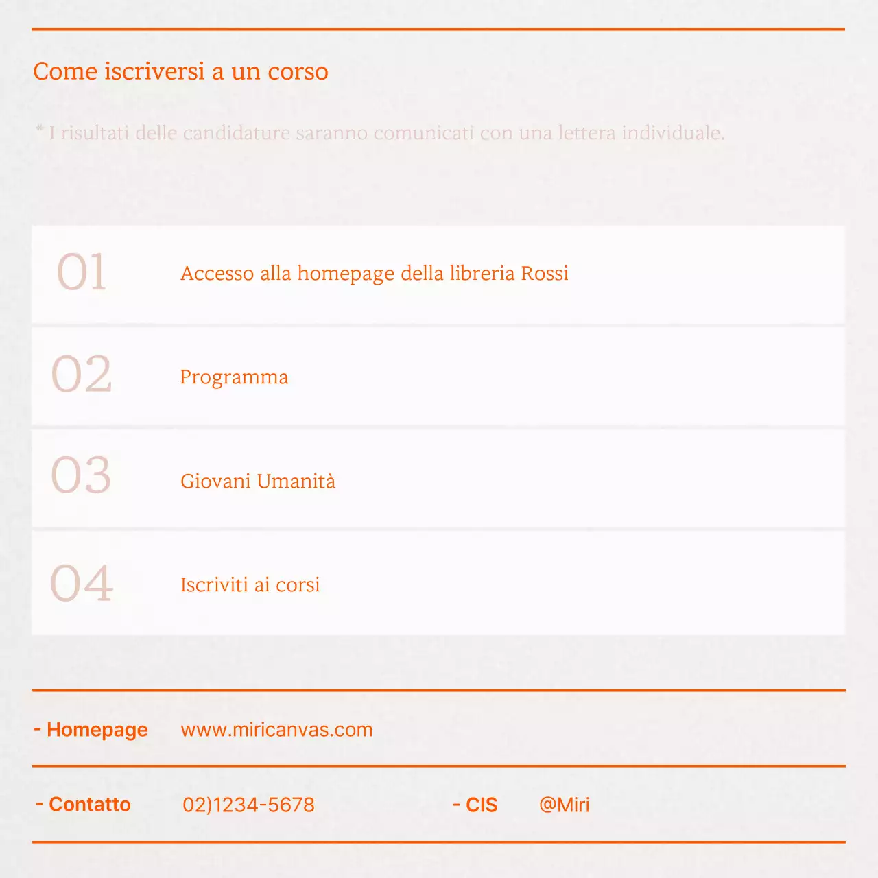 Un semplice annuncio arancione per una lezione di scienze umane per giovani.