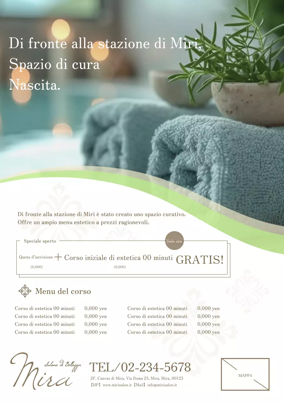 Pubblicità dall'estetica elegante e moderna in verde e bianco