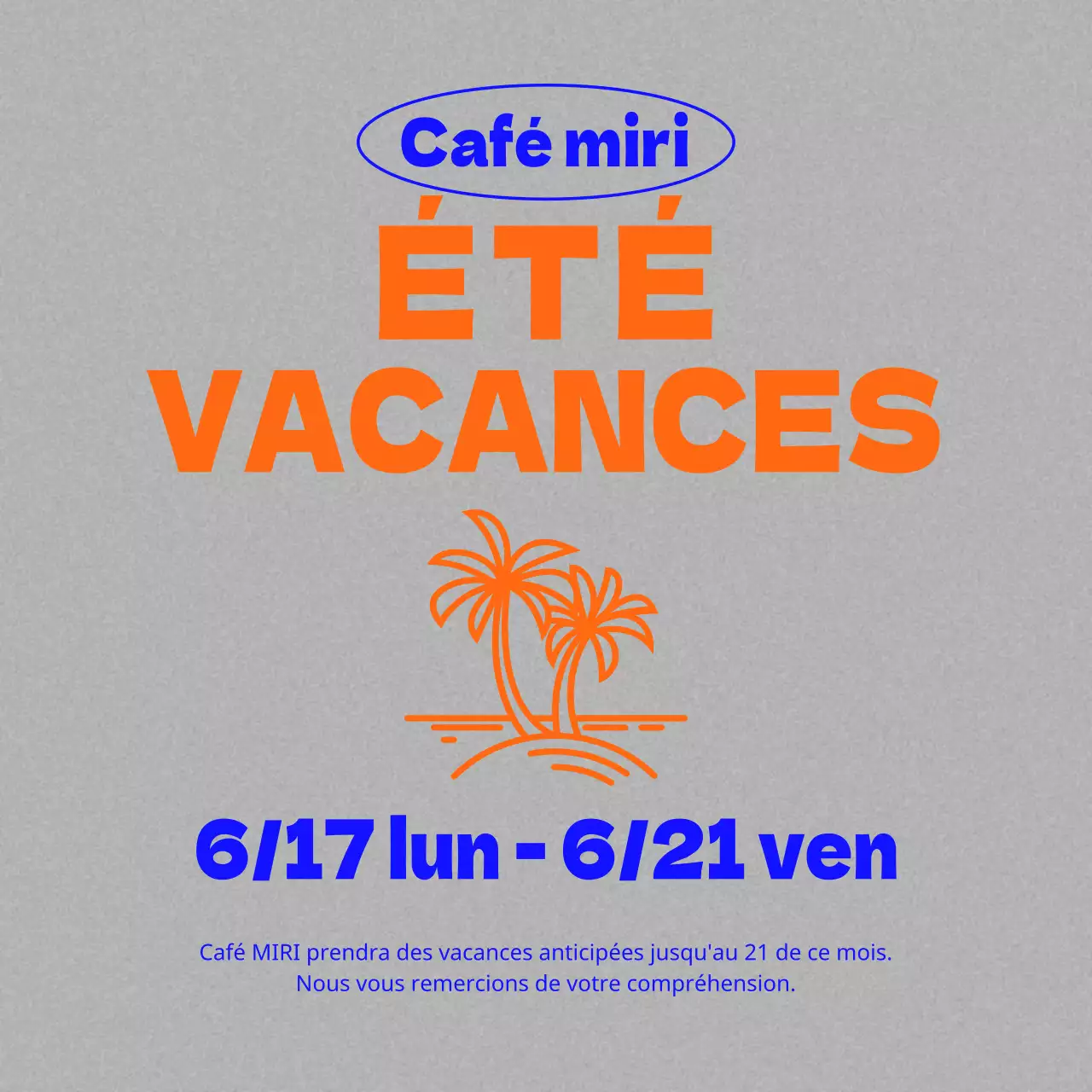 Annonces de vacances d'été en bleu et orange