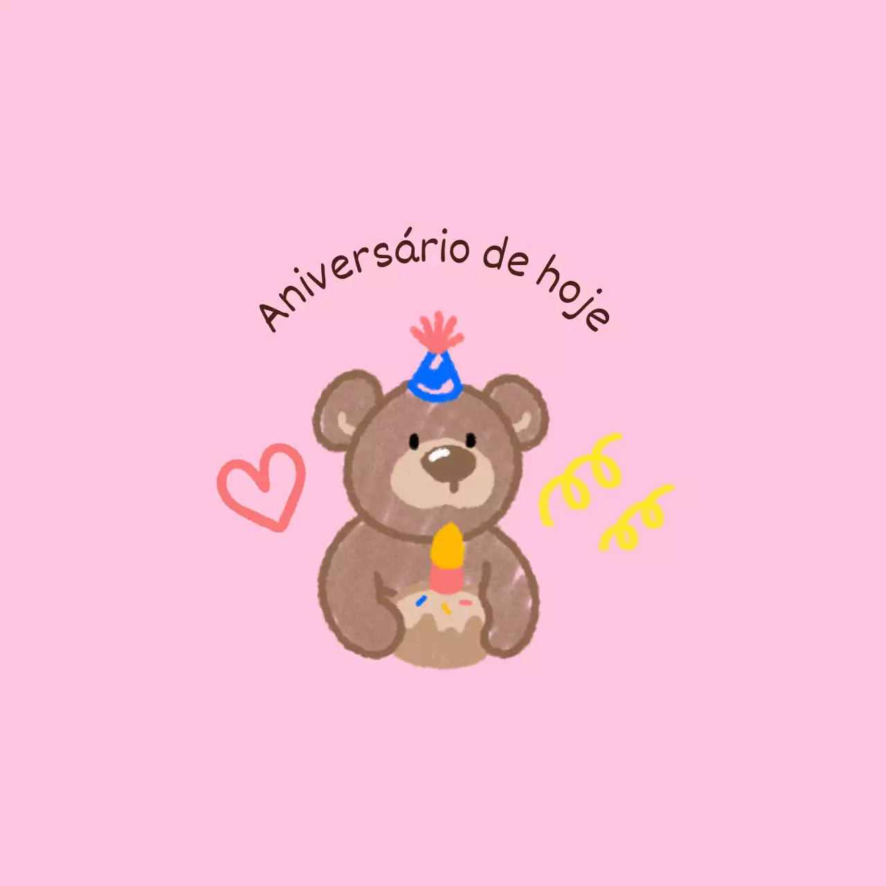 Feliz aniversário com personagens giras com um toque de rabisco