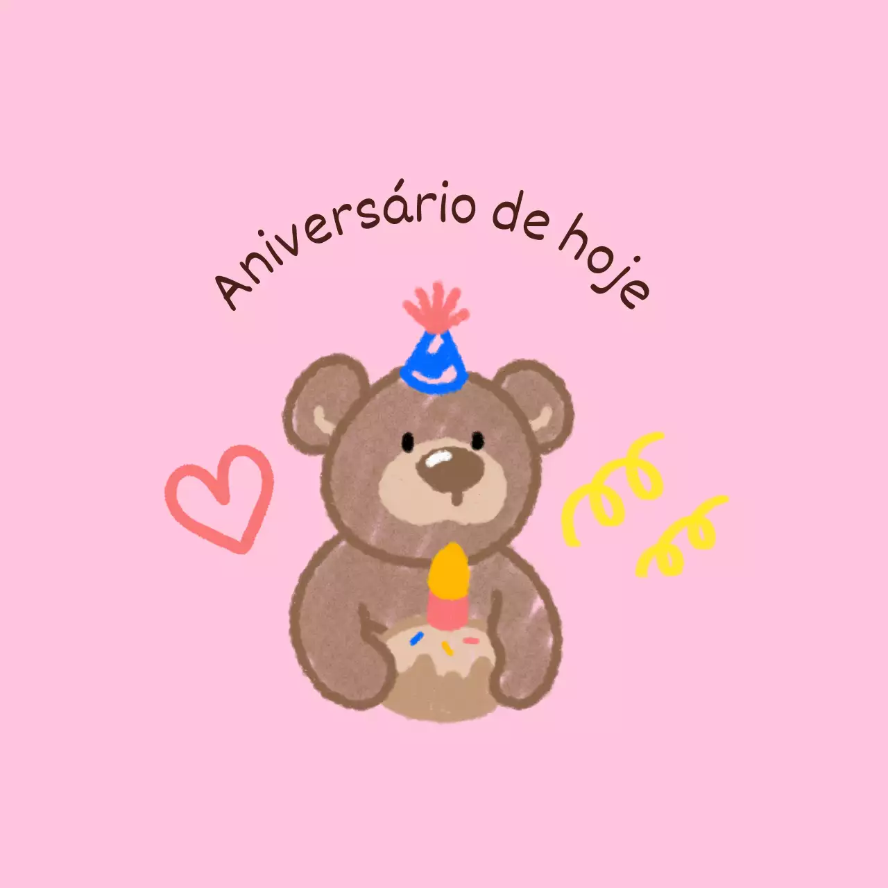 Feliz aniversário com personagens giras com um toque de rabisco
