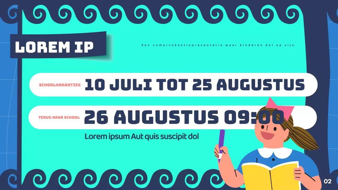 Presentatie voor zomervakantie in mint en marineblauw