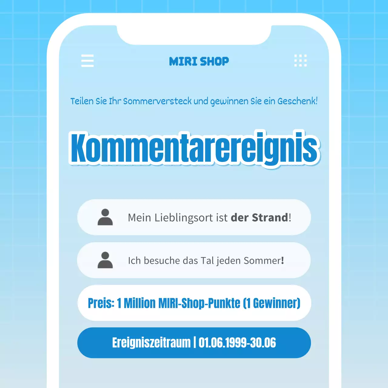 Bewerben Sie Ihre Veranstaltung mit hellblauen Retro-Kommentaren