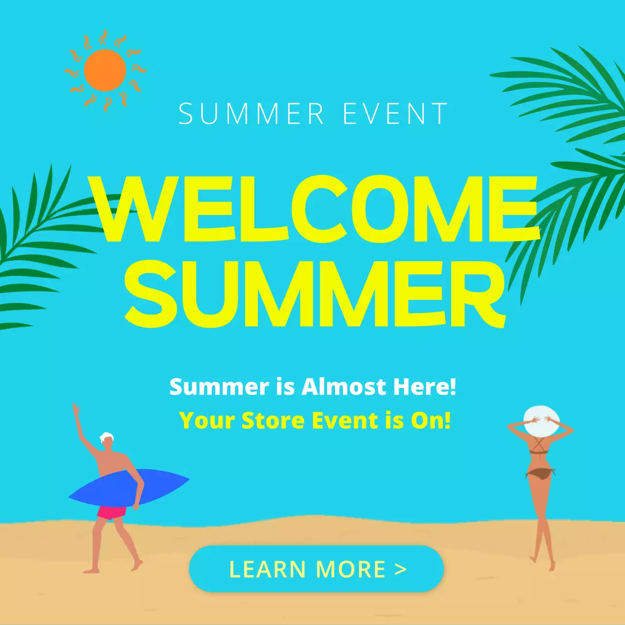 Natural summer event thumbnail post in light blue and yellow