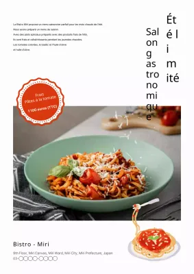 Publicité pour le nouveau menu d'été blanc et simple