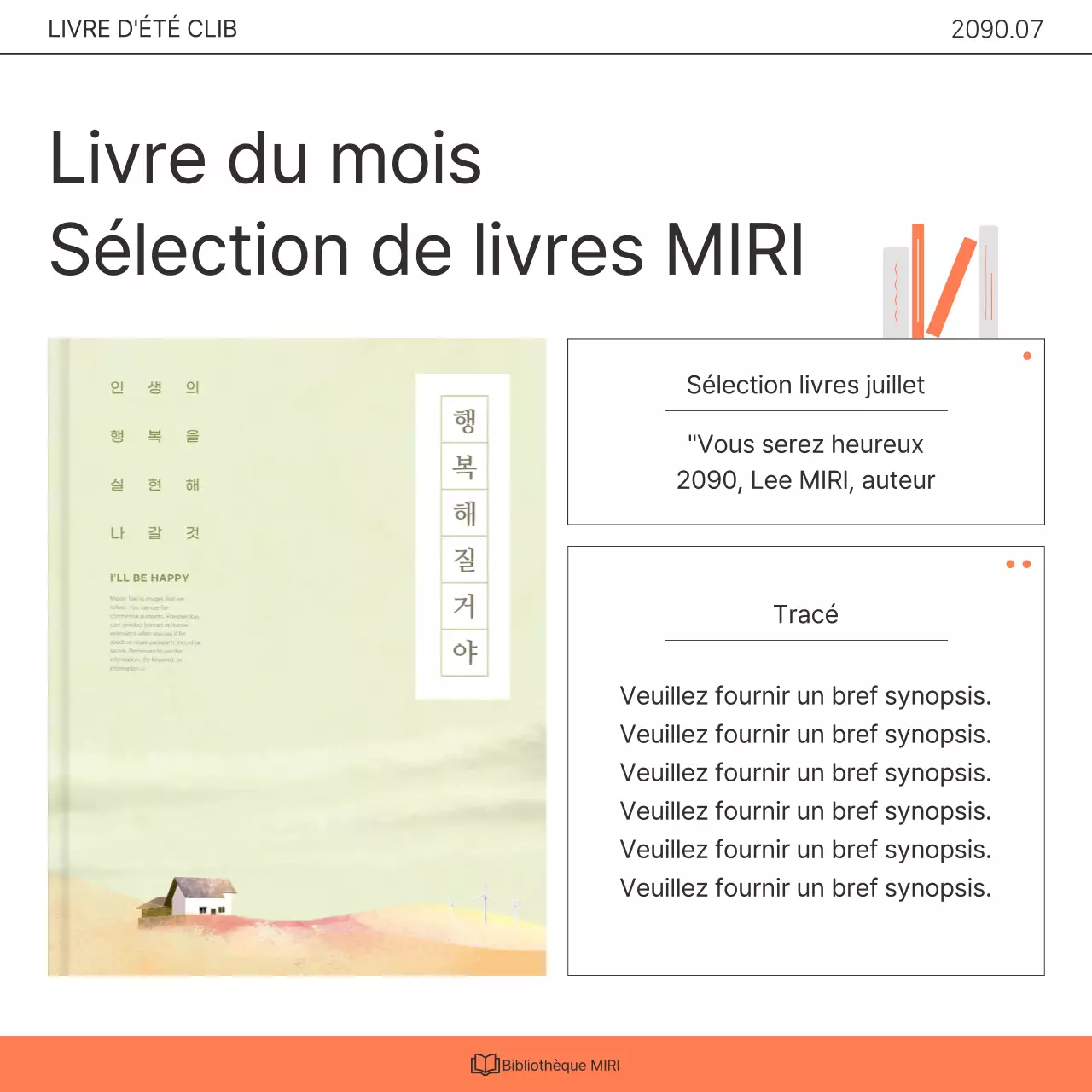 Promouvoir un programme de sensibilisation au club de lecture de la bibliothèque kitsch orange et blanc