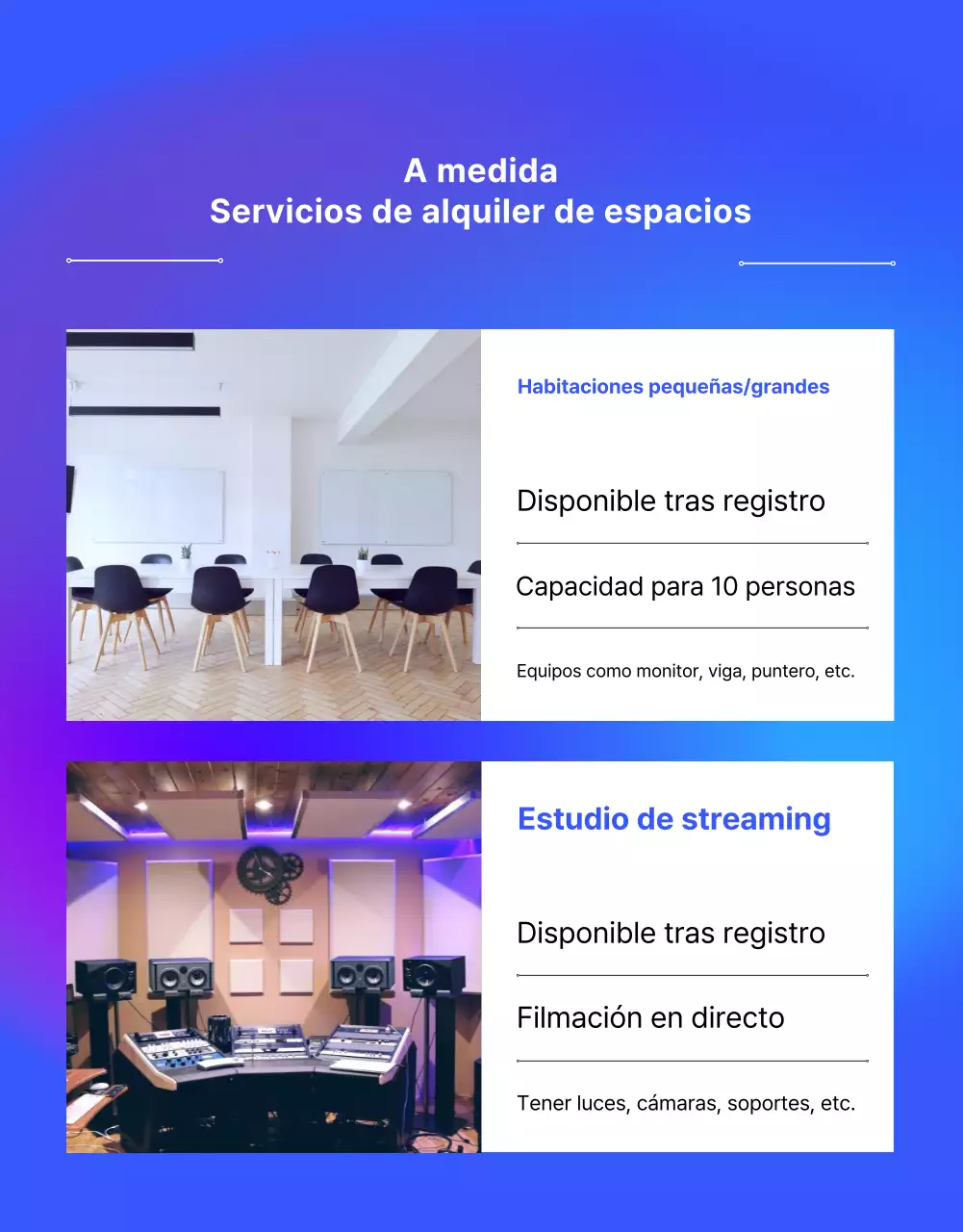 Promoción de las modernas oficinas compartidas de Blue