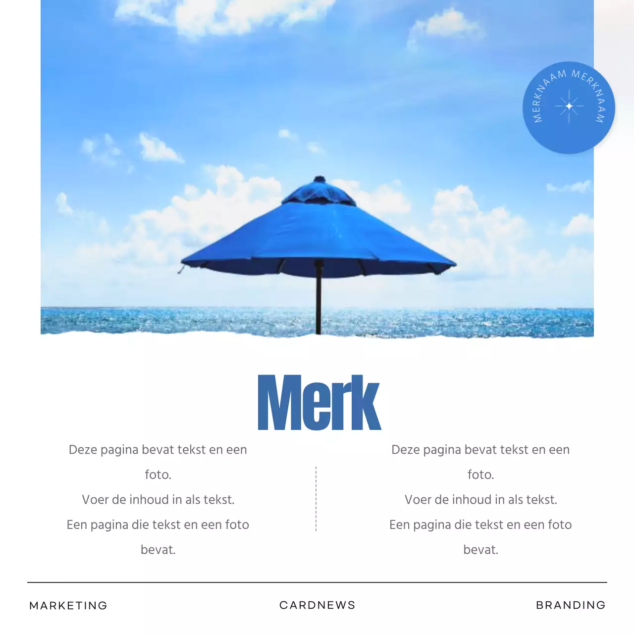 Eenvoudige zomermerkenmarketing in blauw