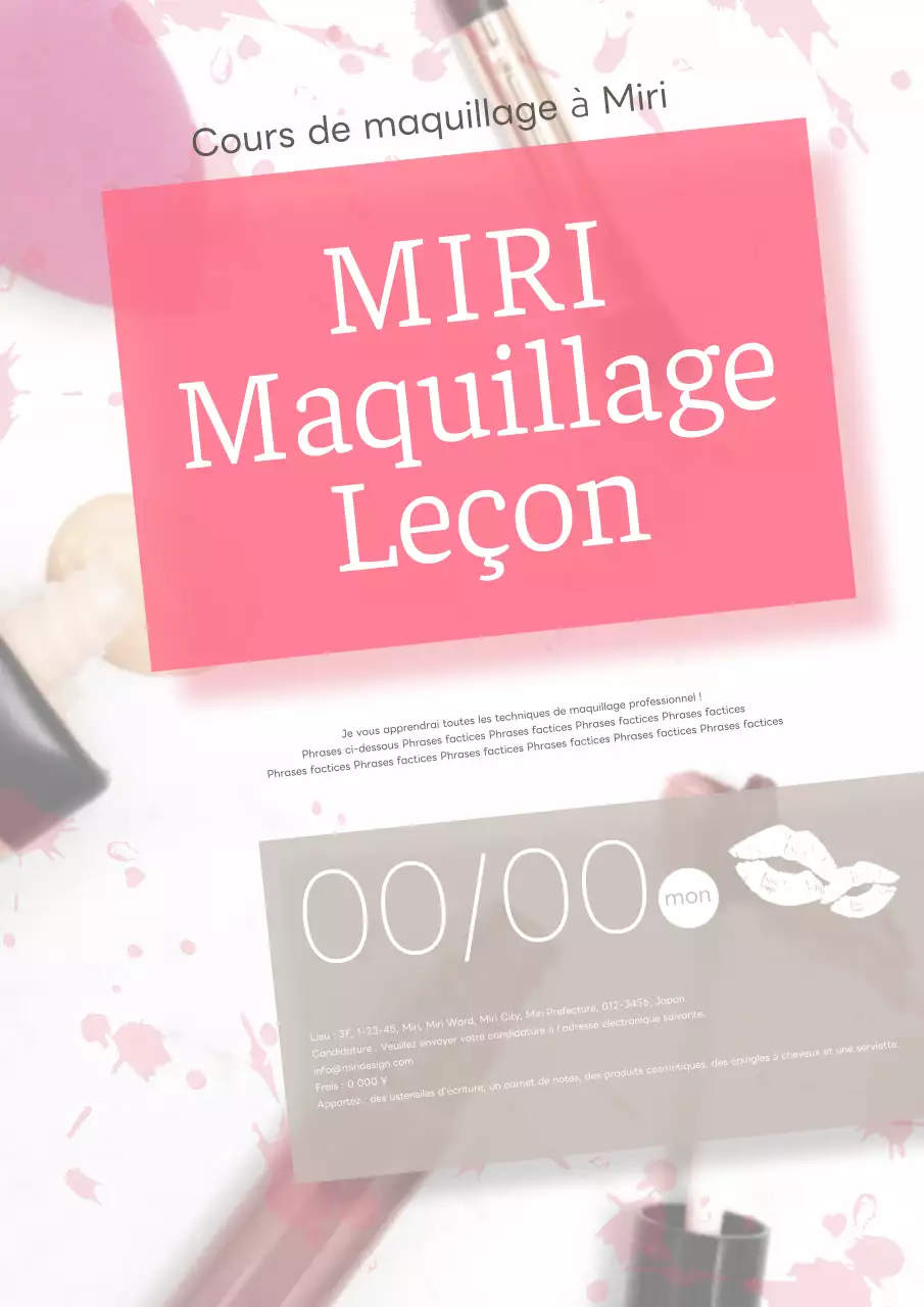 Annonce de leçon de maquillage en rose et ivoire