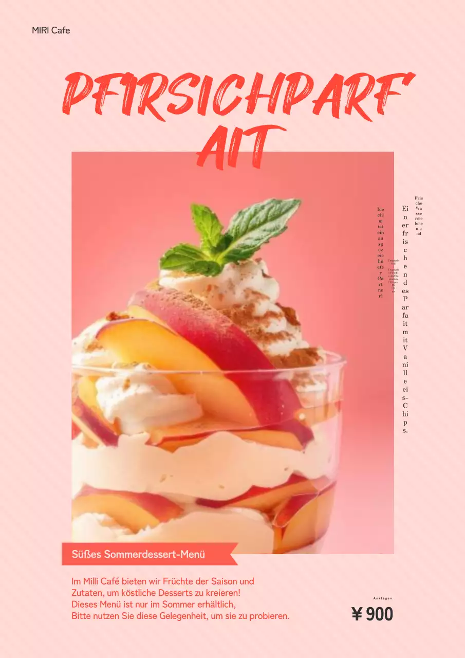 Rote und rosa kitschige Sommerdesserts Neue Menüwerbung.