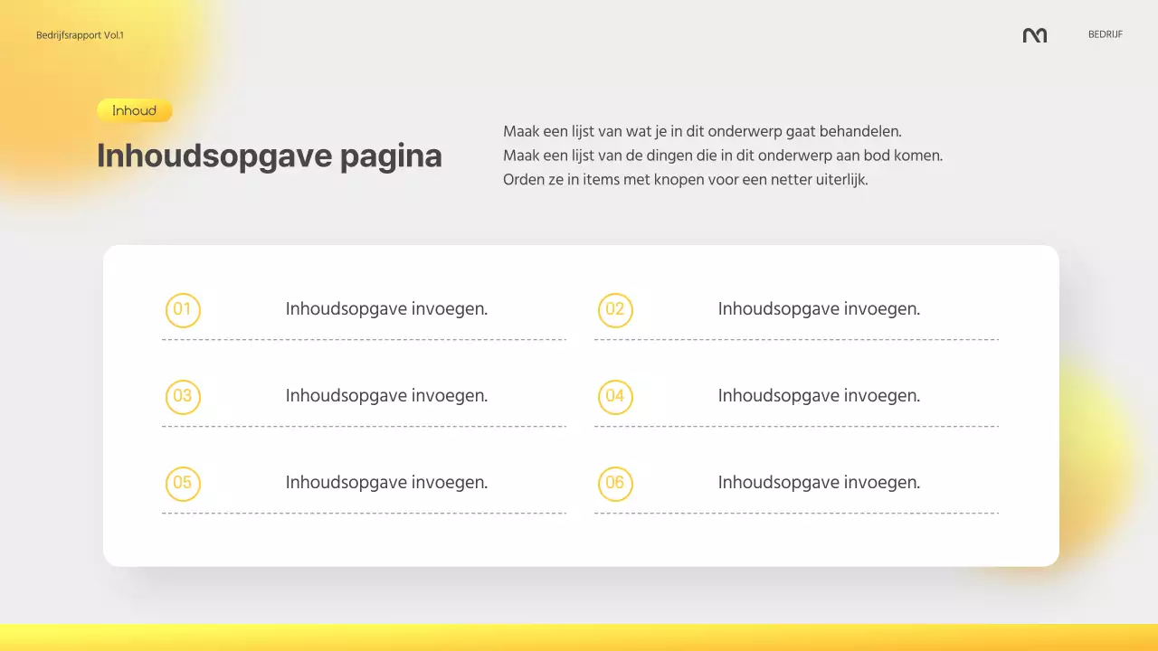 Een modern bedrijfsrapport in geel en grijs