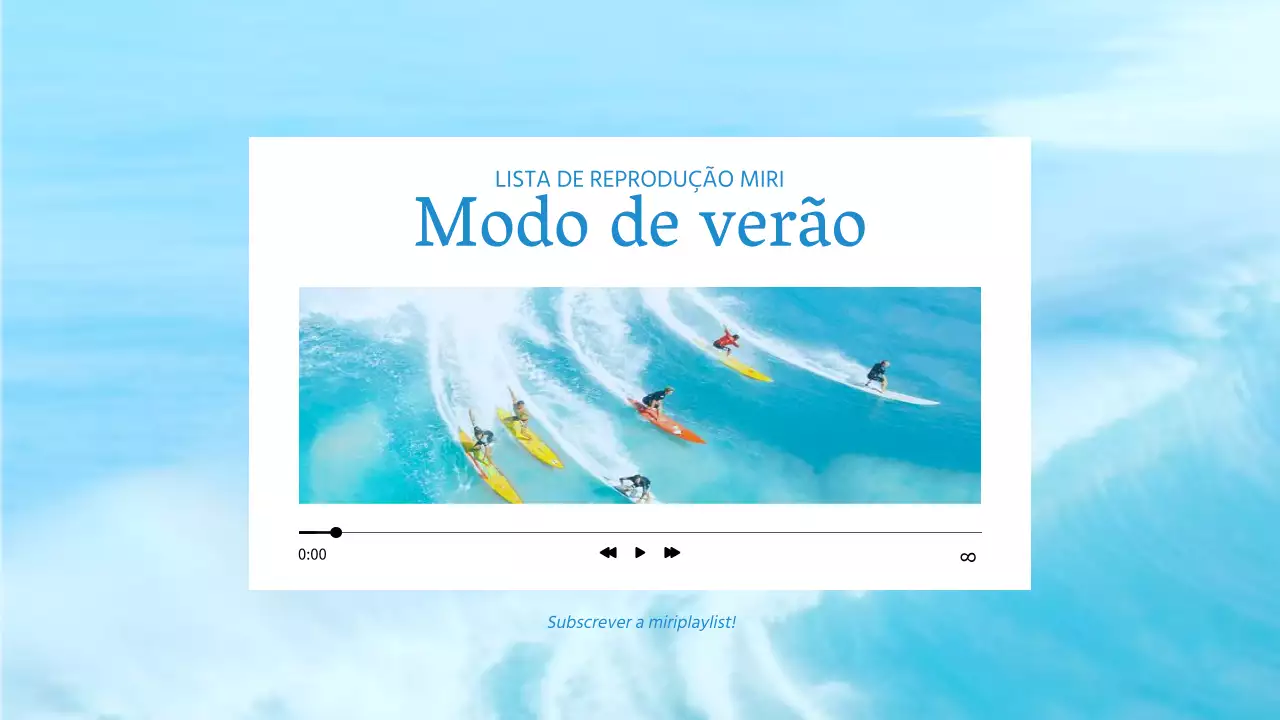 Capa simples para lista de reprodução de música de verão em azul claro e branco