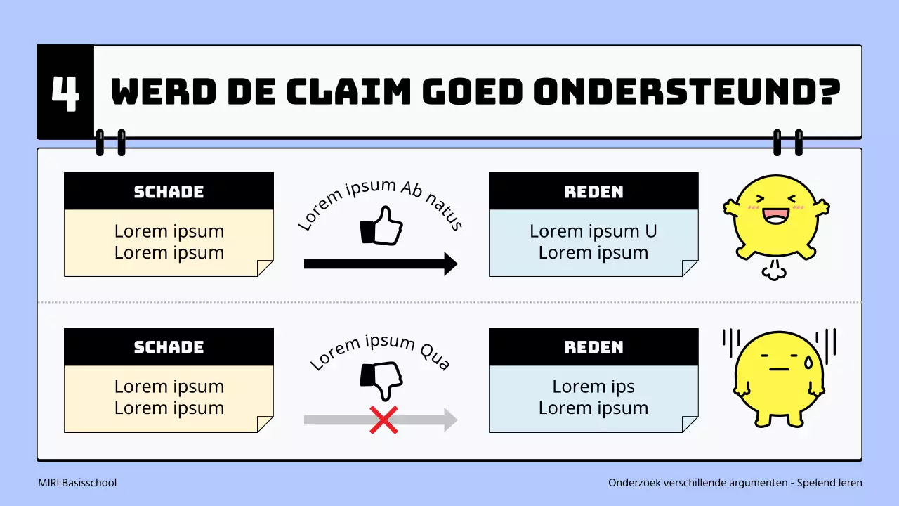 Eenvoudig basisschoolmateriaal voor taalvaardigheid in lichtblauw en geel