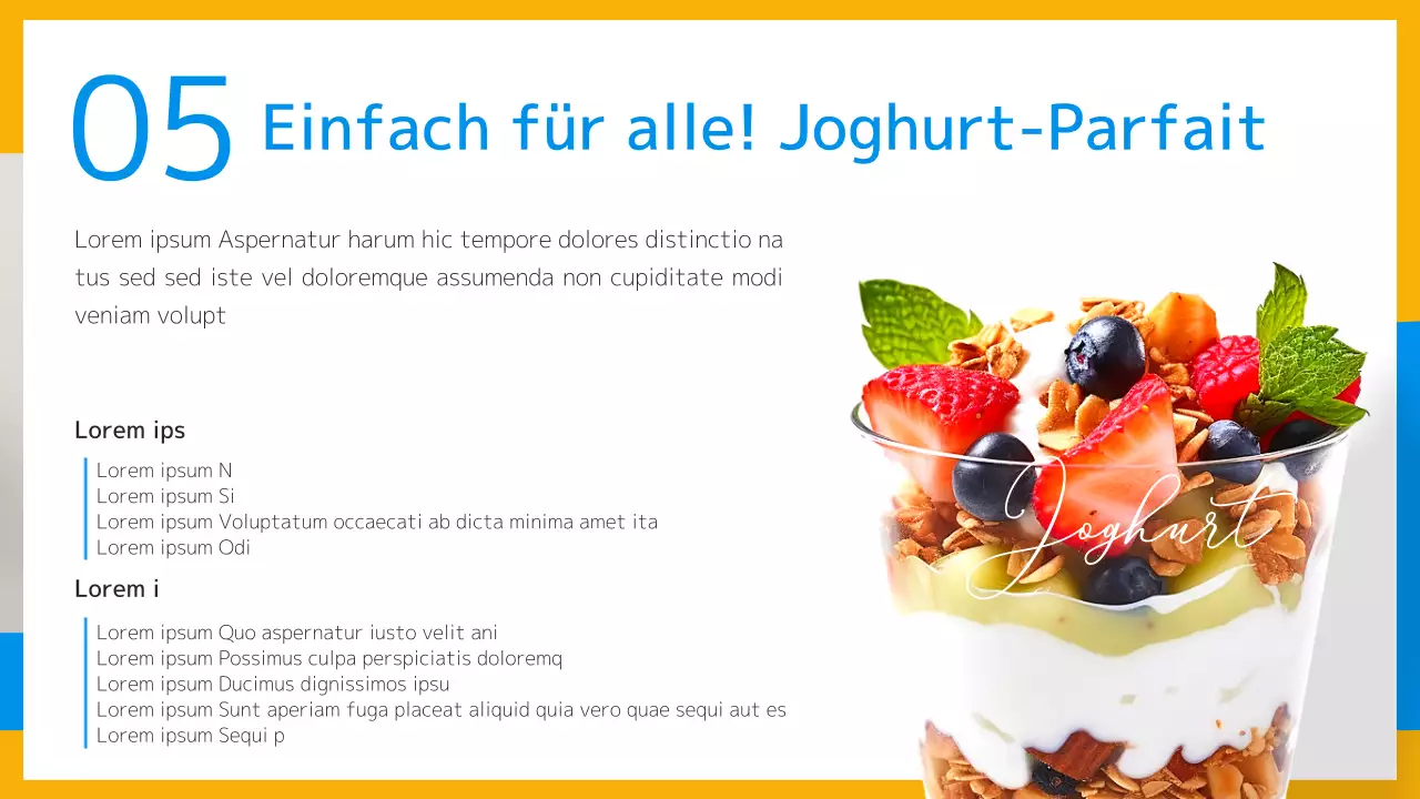 Ein erfrischendes Rezept für ein Sommerdessert - Einführung in Gelb und Hellblau