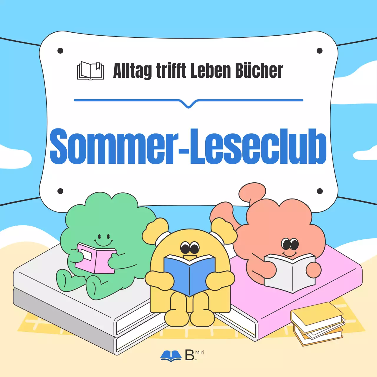 Förderung einer gemütlichen Sommerleserunde in Hellblau und Beige