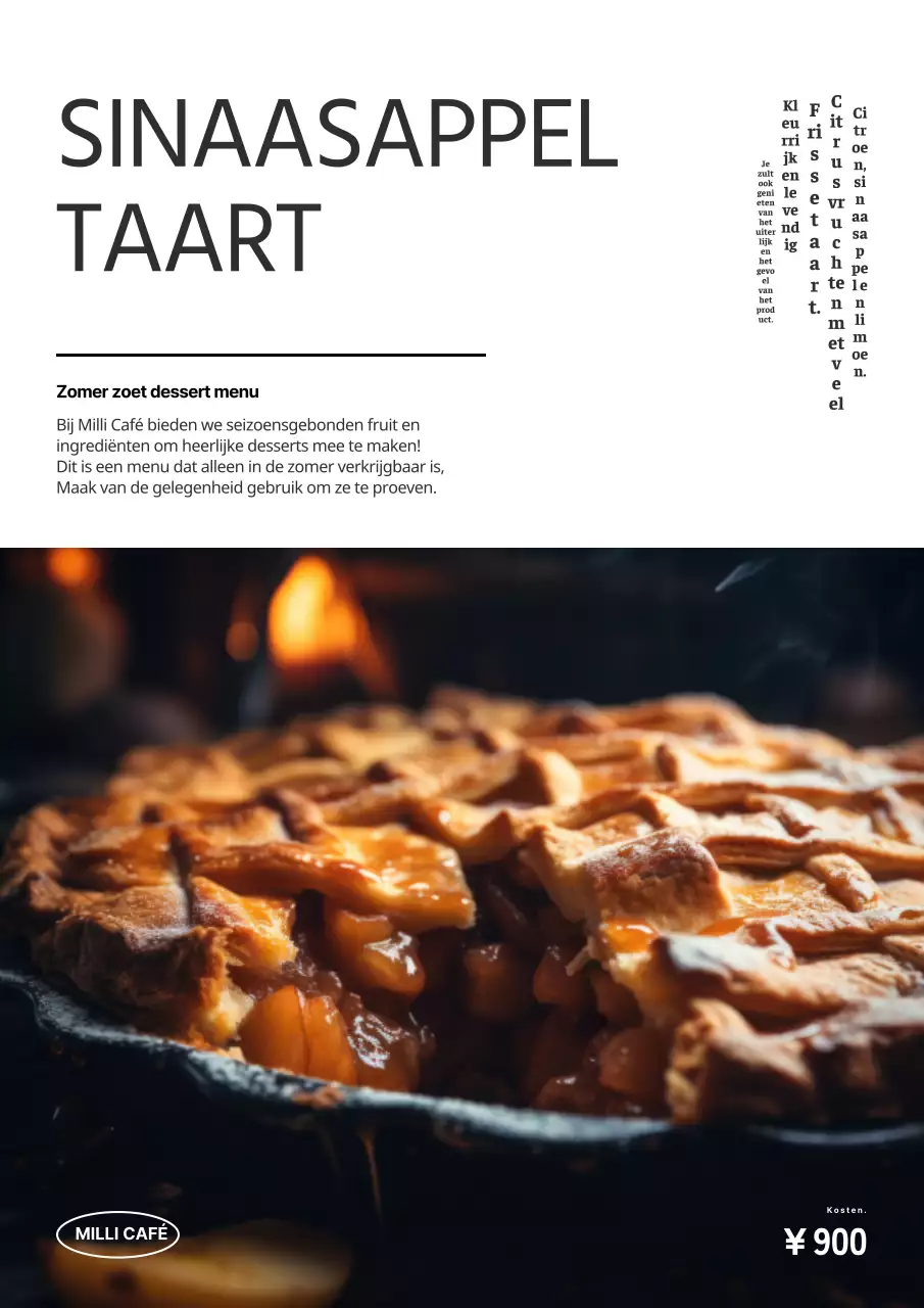 Zwarte eenvoudige zomerdesserts nieuwe menupubliciteit