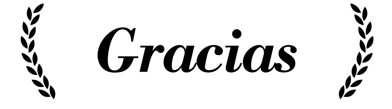 Una elegante nota de agradecimiento con laureles y fuentes con gracias