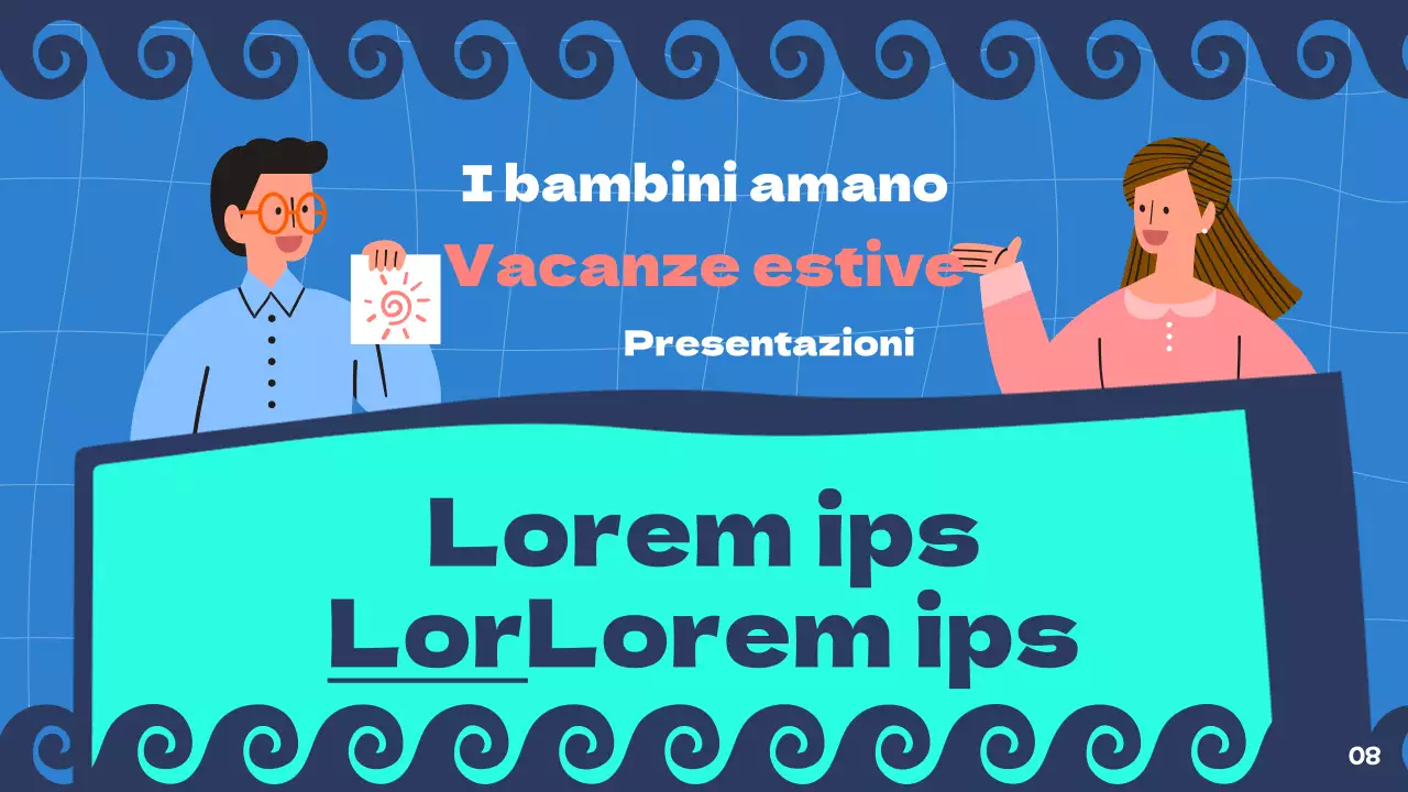 Presentazione delle vacanze estive in blu navy e menta