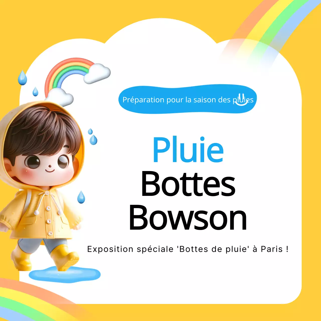 Promouvoir de jolis produits jaunes et bleus pour la saison des pluies