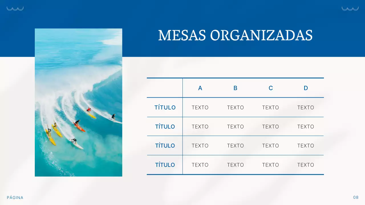 Sencilla presentación de fondo veraniego en azul y marfil